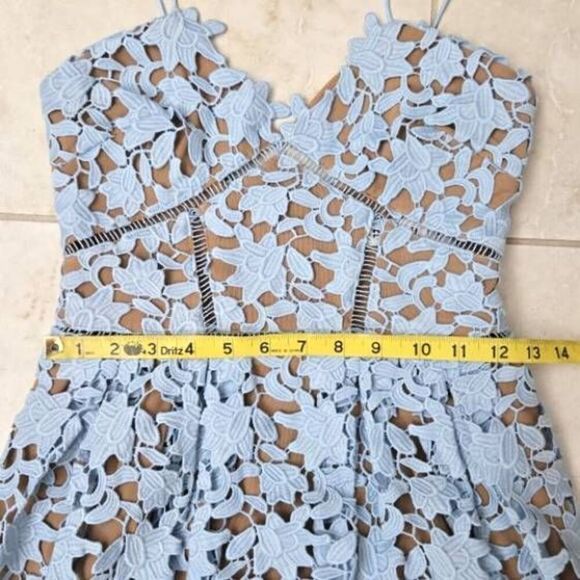 Self Portrait Azalea Dress Light Blue Lace Size 2 - Picture 7 of 11